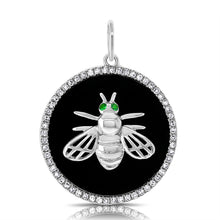 Load image into Gallery viewer, 14k Gold Black Agate &amp; Diamond Dragon Fly Disc Charm