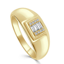Load image into Gallery viewer, 14k Gold &amp; Baguette Diamond Signet Ring