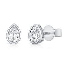 Load image into Gallery viewer, 14K Gold &amp; Pear-Shaped Diamond Stud Earrings