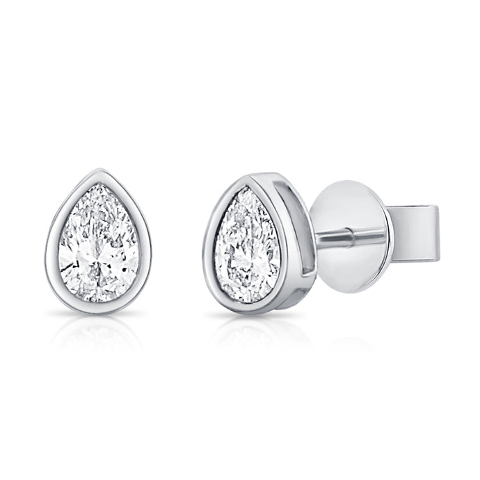 14K Gold & Pear-Shaped Diamond Stud Earrings