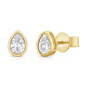 14K Gold & Pear-Shaped Diamond Stud Earrings