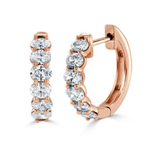 Load image into Gallery viewer, 14K Gold &amp; Oval-Cut Diamond Huggie Earrings