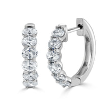 Load image into Gallery viewer, 14K Gold &amp; Oval-Cut Diamond Huggie Earrings