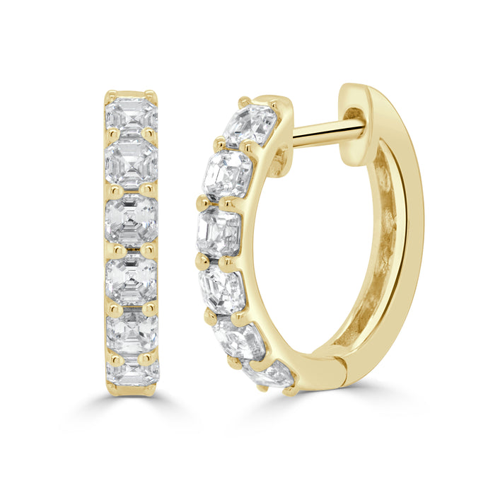 14k Gold & Ascher-Cut Diamond Huggies