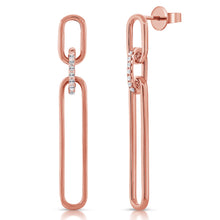 Load image into Gallery viewer, 14k Gold &amp; Diamond Link Dangle Earrings