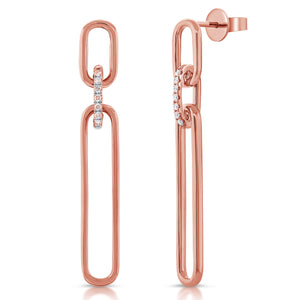 14k Gold & Diamond Link Dangle Earrings