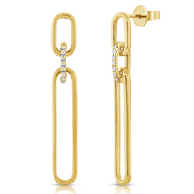 Load image into Gallery viewer, 14k Gold &amp; Diamond Link Dangle Earrings