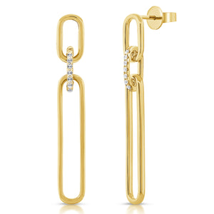 14k Gold & Diamond Link Dangle Earrings