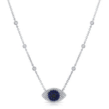 Load image into Gallery viewer, 14K Gold Sapphire &amp; Diamond Evil Eye Necklace