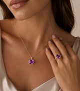 14K Gold Amethyst & Diamond Ring - 4.70 CT