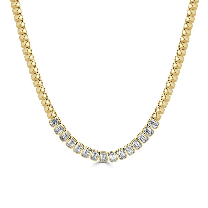14K Gold & Emerald-Cut Diamond Bezel Set Necklace