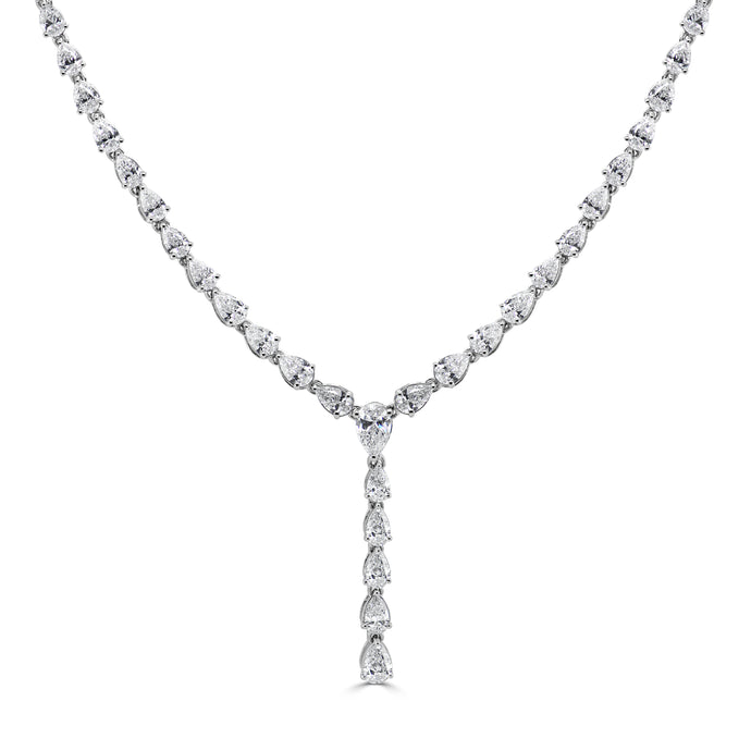 14K Gold & Pear-Shape Diamond Tennis Necklace