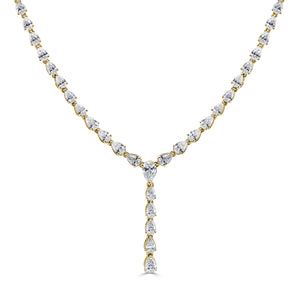 14K Gold & Pear-Shape Diamond Tennis Necklace