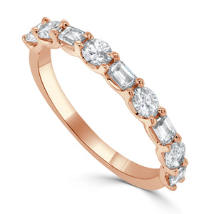 14K Gold Oval & Emerald-Cut Diamond Ring