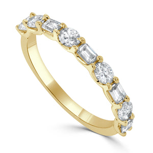 14K Gold Oval & Emerald-Cut Diamond Ring