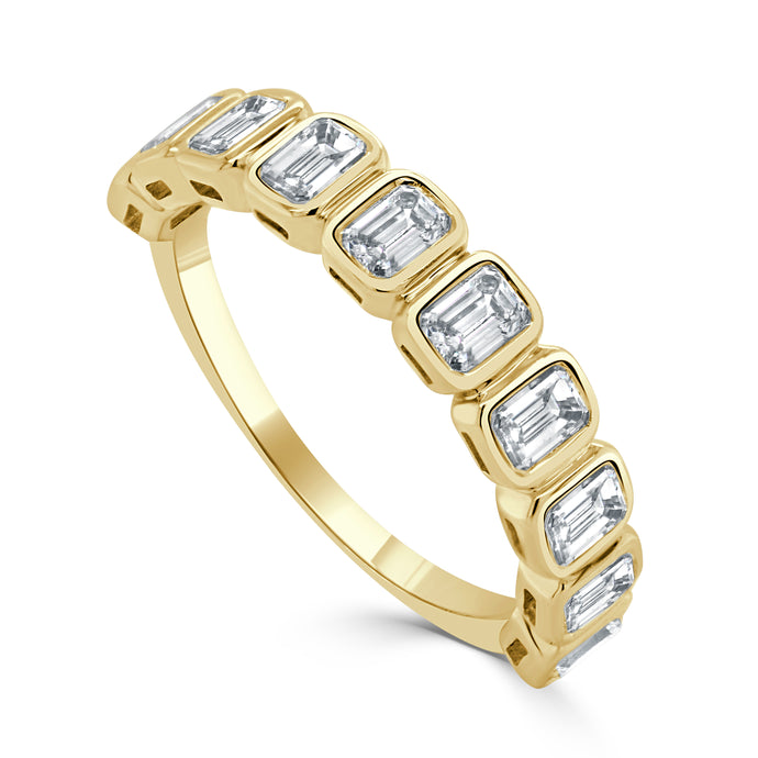 14K Gold & Emerald-Cut Diamond Bezel-Set Ring