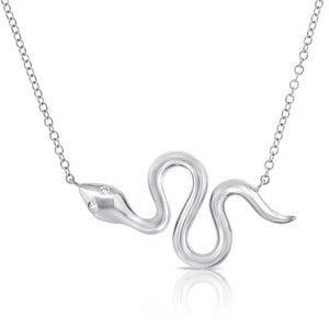14K Gold & Diamond Snake Necklace