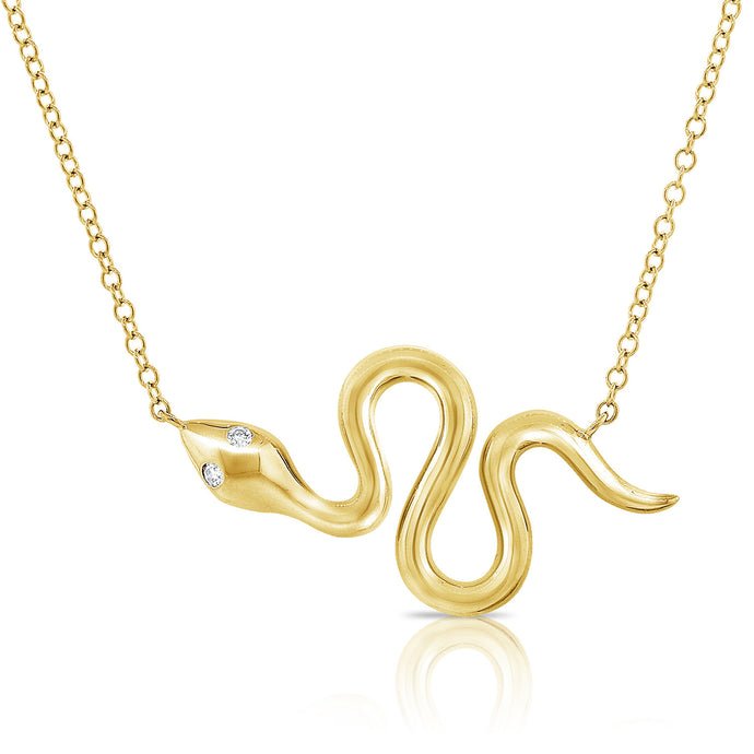 14K Gold & Diamond Snake Necklace