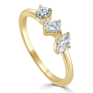 14K Gold & Mixed Fancy-Shape Diamond Ring