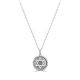 14K Gold & Diamond Star of David Charm Necklace - 0.13ct