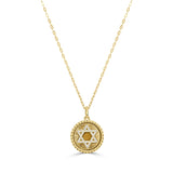 14K Gold & Diamond Star of David Charm Necklace - 0.13ct