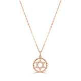 14K Gold & Diamond Star of David Charm Necklace - 0.13ct