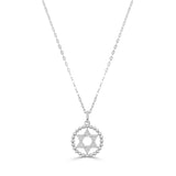 14K Gold & Diamond Star of David Charm Necklace - 0.13ct