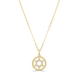 14K Gold & Diamond Star of David Charm Necklace - 0.13ct