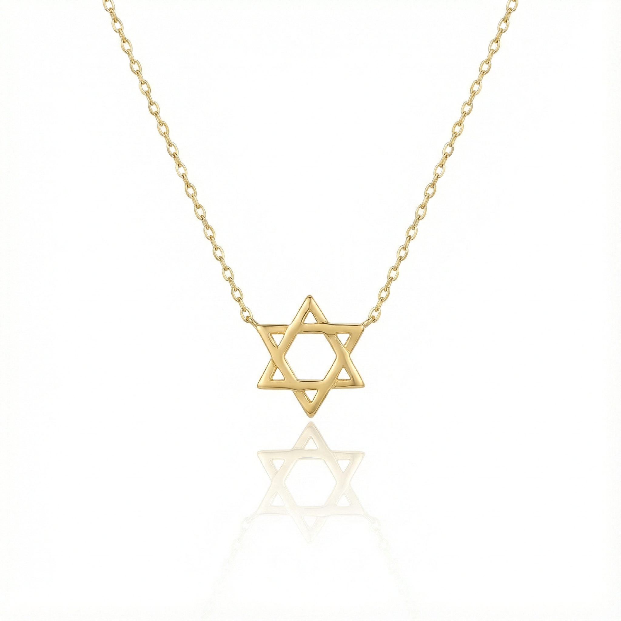 14K Gold Star Of David Necklace