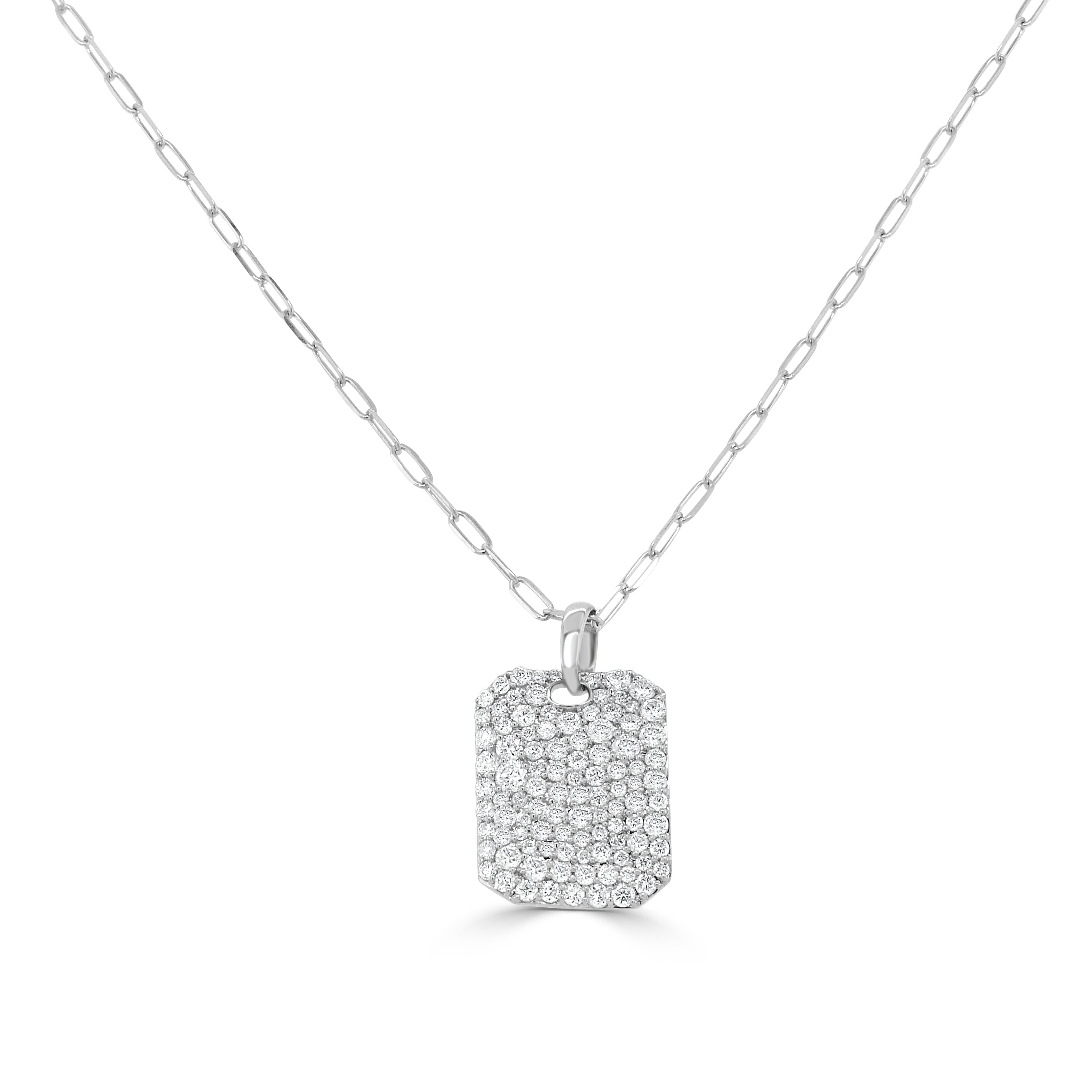 14K Gold Diamond Dog Tag Necklace- 0.99 CT