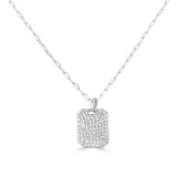 14K Gold Diamond Dog Tag Necklace- 0.99 CT