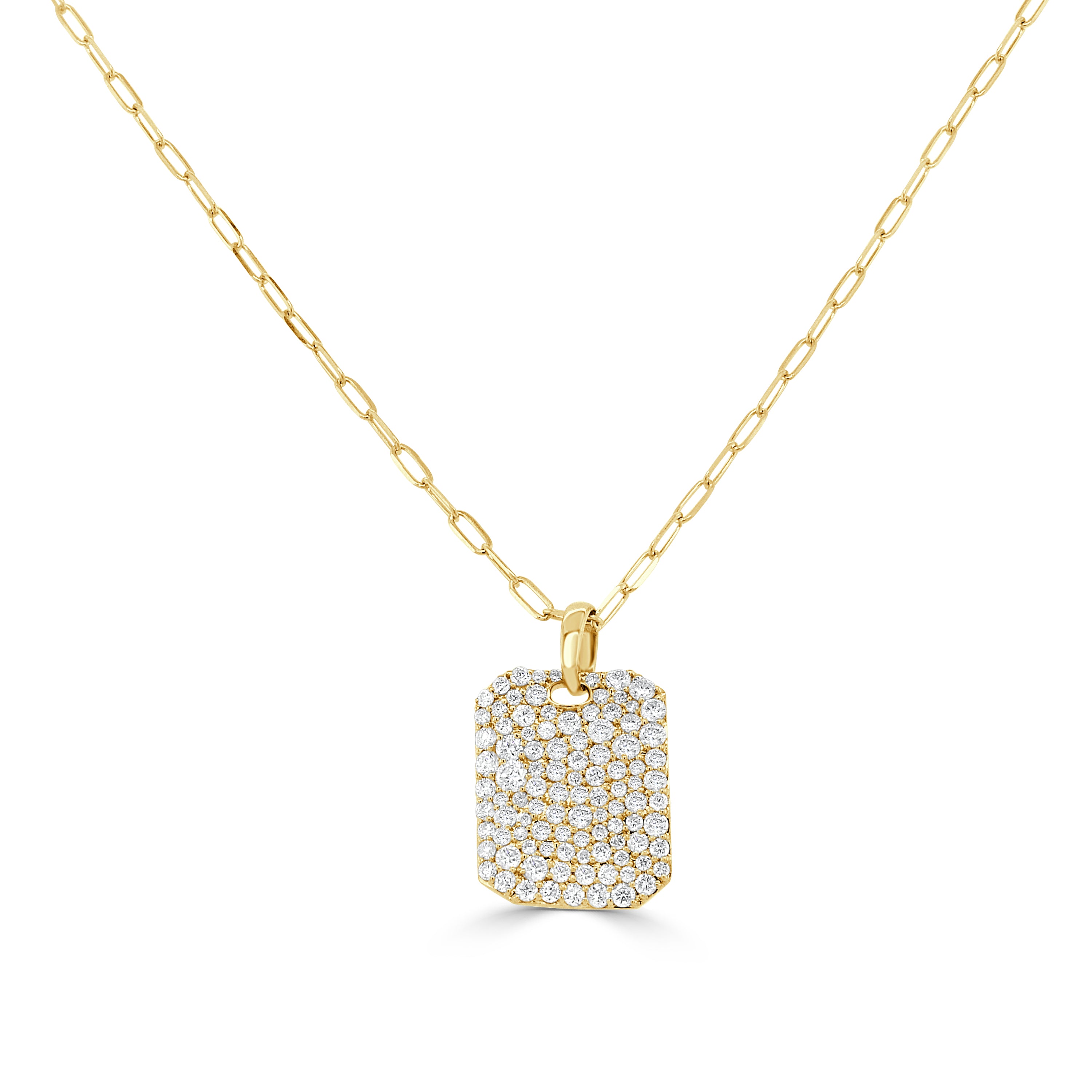 14K Gold Diamond Dog Tag Necklace- 0.99 CT