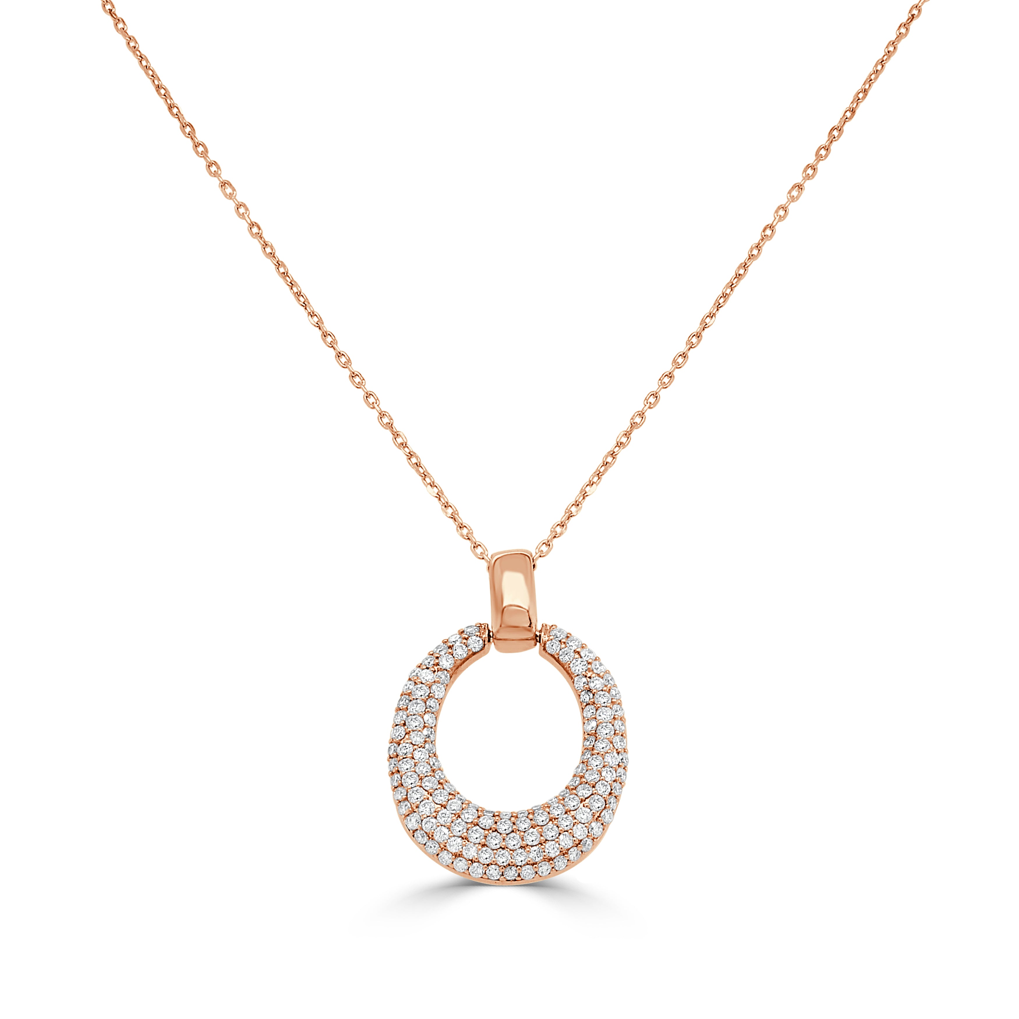 14K Gold Diamond Pave Pendant Necklace - 0.48 CT