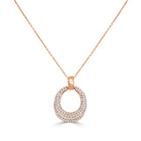 14K Gold Diamond Pave Pendant Necklace - 0.48 CT