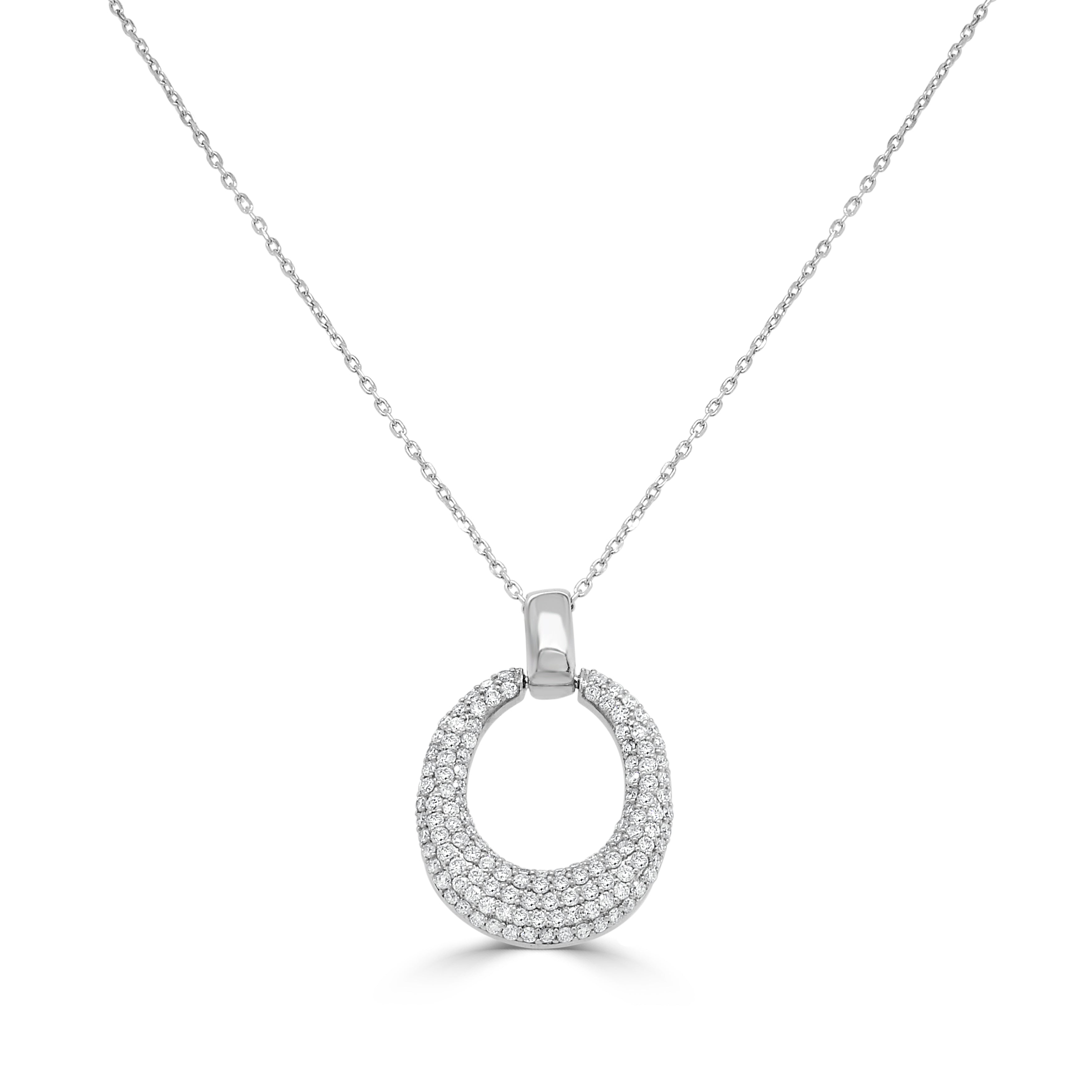 14K Gold Diamond Pave Pendant Necklace - 0.48 CT