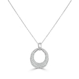 14K Gold Diamond Pave Pendant Necklace - 0.48 CT