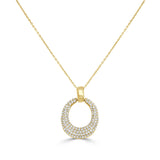 14K Gold Diamond Pave Pendant Necklace - 0.48 CT