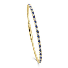 Load image into Gallery viewer, 14K Gold Diamond &amp; Blue Sapphire Flexible Bangle