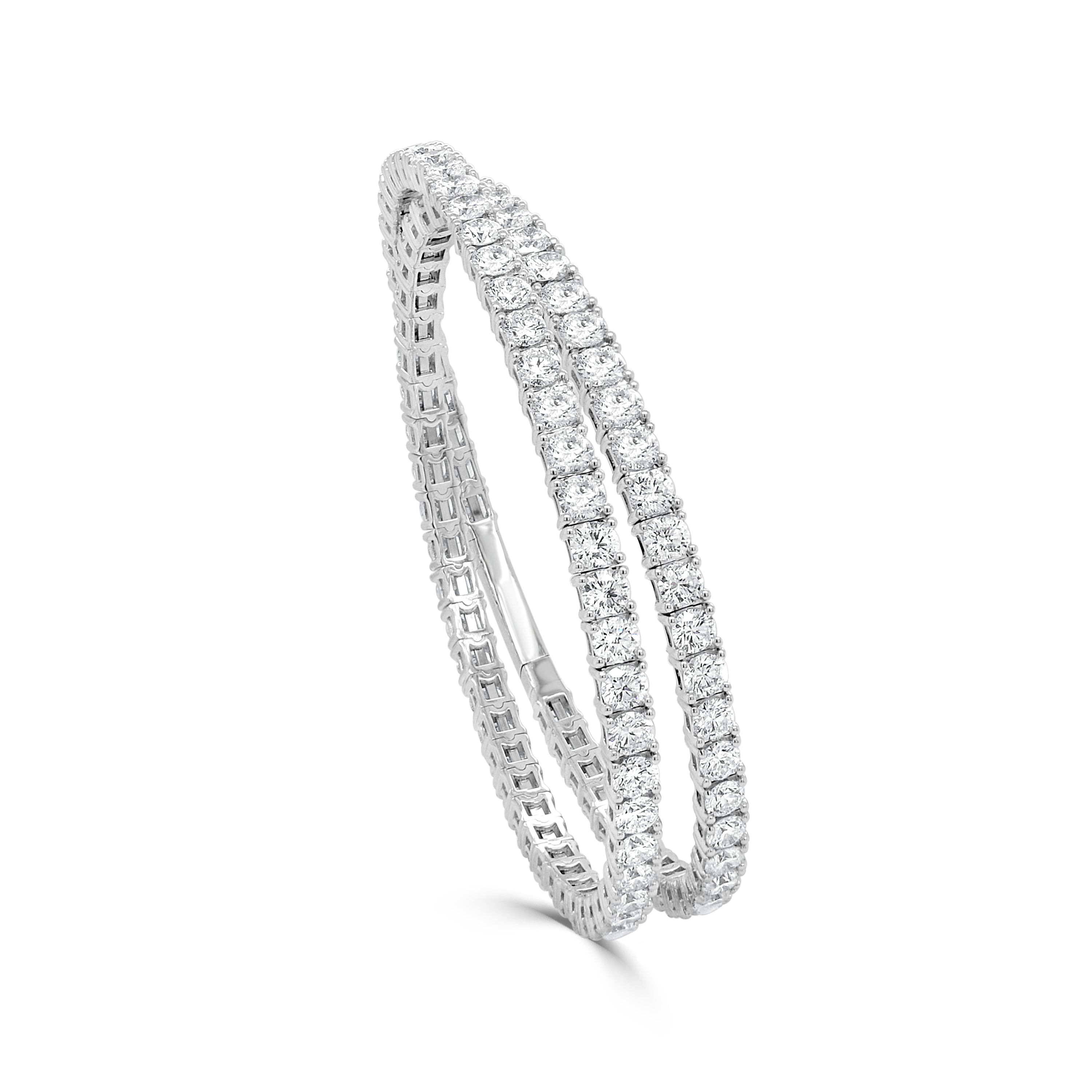 14K Gold & Diamond Two Wrap Flexible Bracelet - 14.50 CT