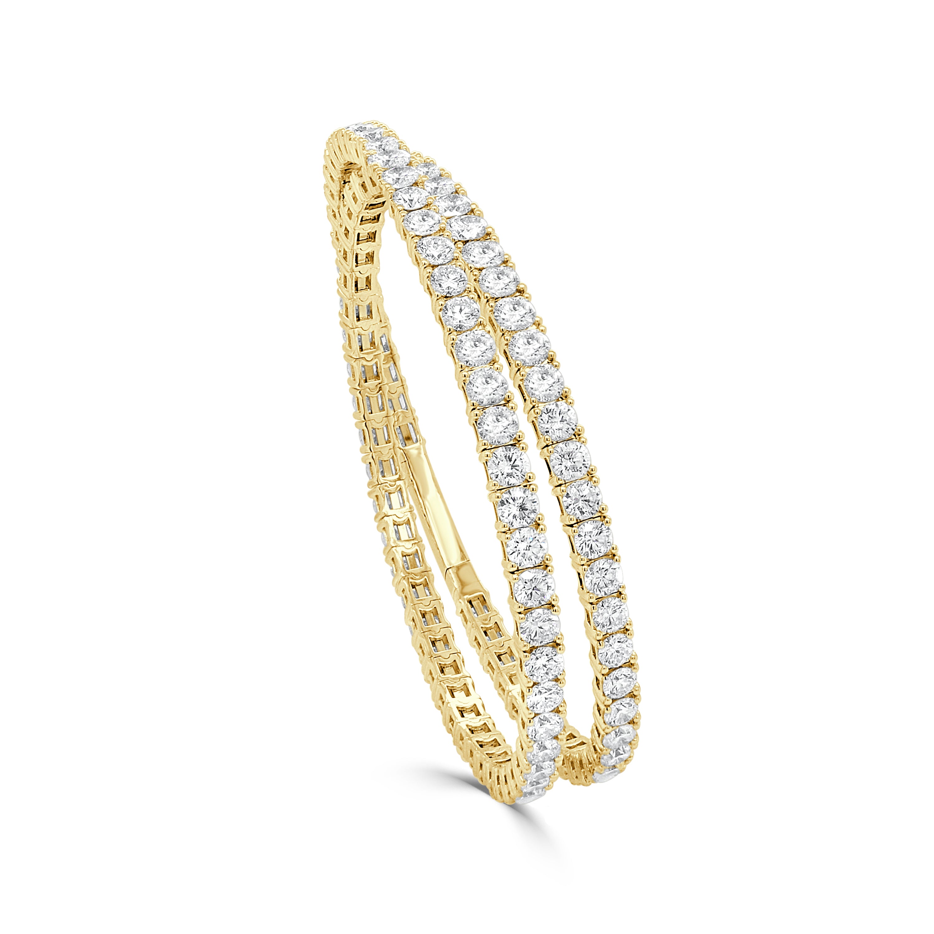 14K Gold & Diamond Two Wrap Flexible Bracelet - 14.50 CT