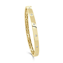 Load image into Gallery viewer, 14K Gold &amp; Diamond 7-Stone Bezel Bangle