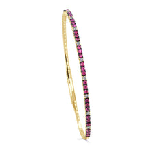 Load image into Gallery viewer, 14K Gold Diamond &amp; Ruby Alternating Flexible Bangle