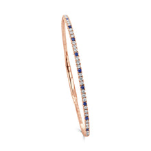 Load image into Gallery viewer, 14K Gold Diamond &amp; Sapphire Alternating Flexible Bangle
