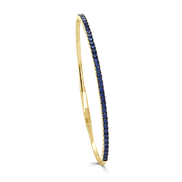 14K Gold & Blue Sapphire Flexible Bangle