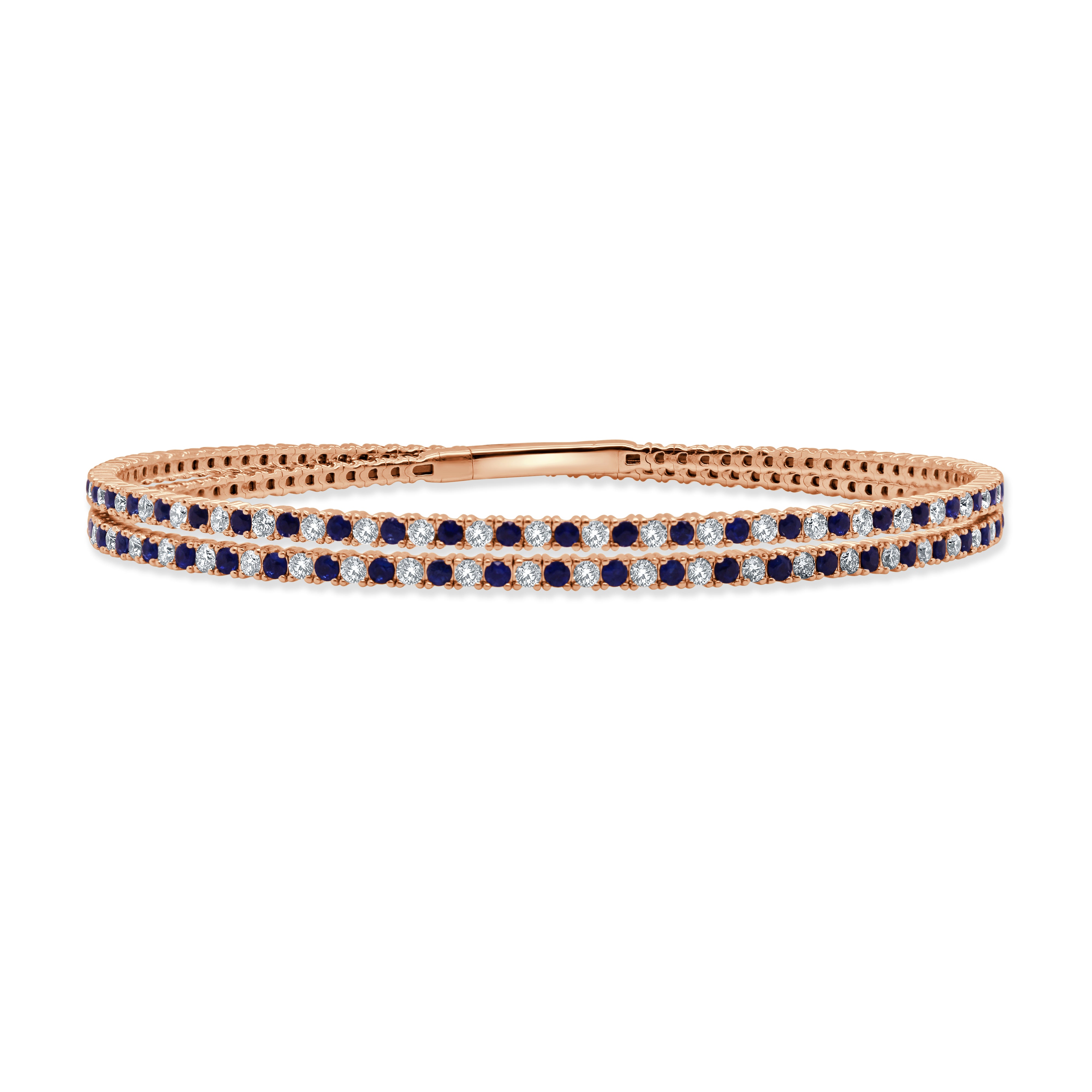 14K Gold Sapphire & Diamond Flexible Wrap Bangle - 1.77ct