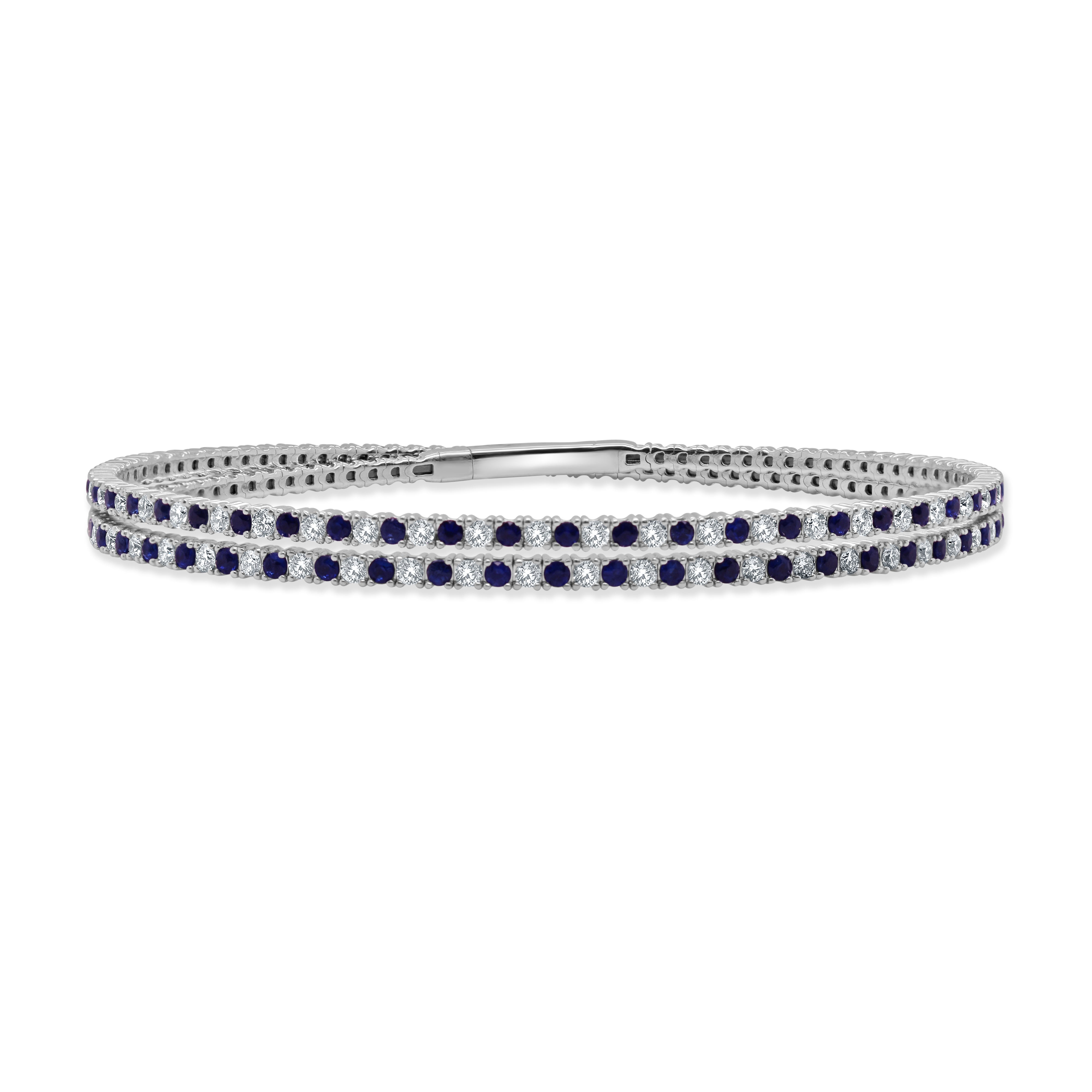 14K Gold Sapphire & Diamond Flexible Wrap Bangle - 1.77ct