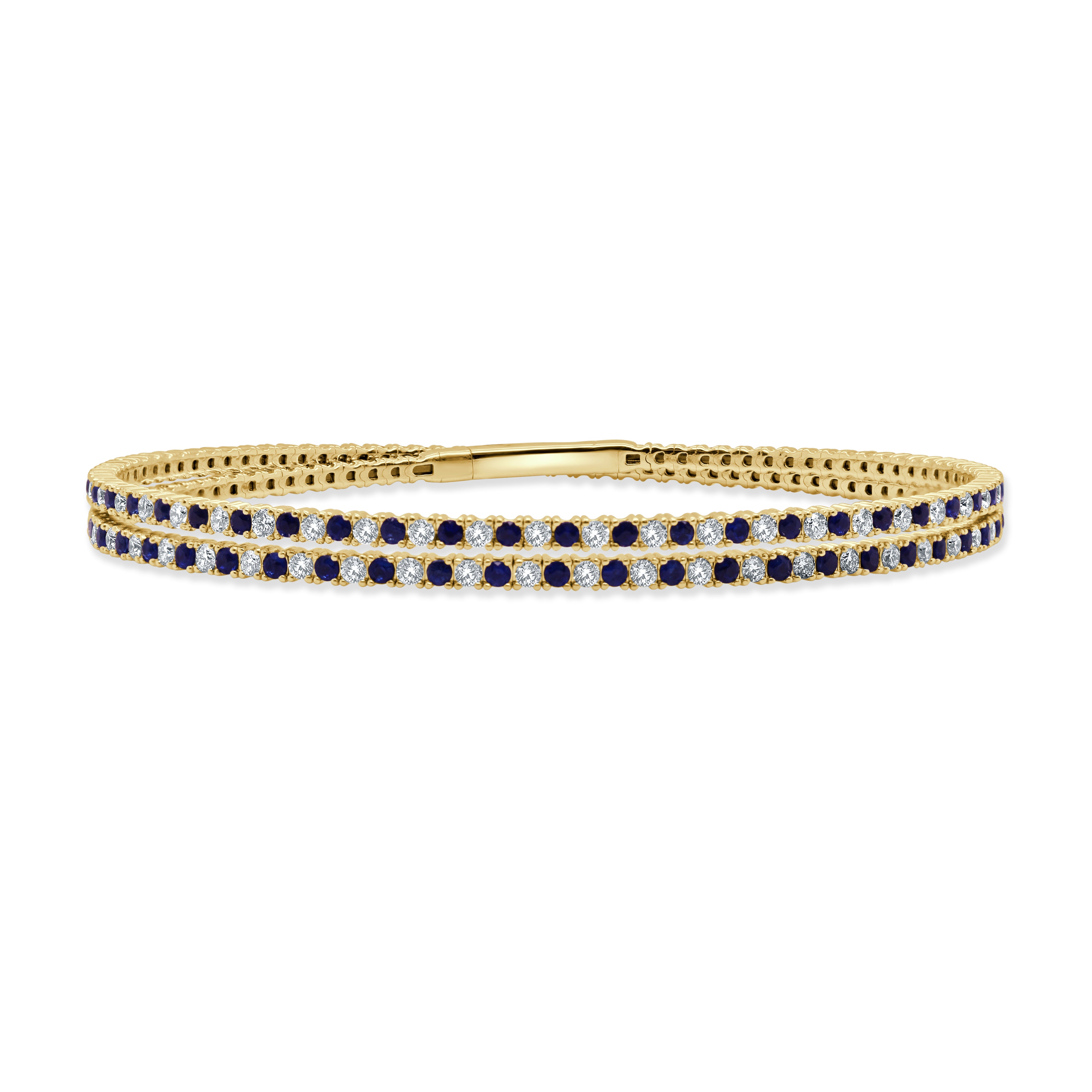 14K Gold Sapphire & Diamond Flexible Wrap Bangle - 1.77ct