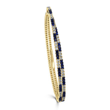 Load image into Gallery viewer, 14k Gold Sapphire &amp; Diamond Double Row Flexible Bangle