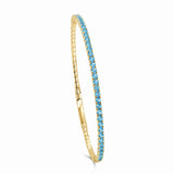 14K Gold Blue Topaz Flexible Bangle - 1.89 CT