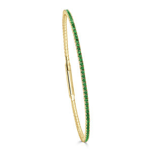 14K Gold & Emerald Flexible Bangle